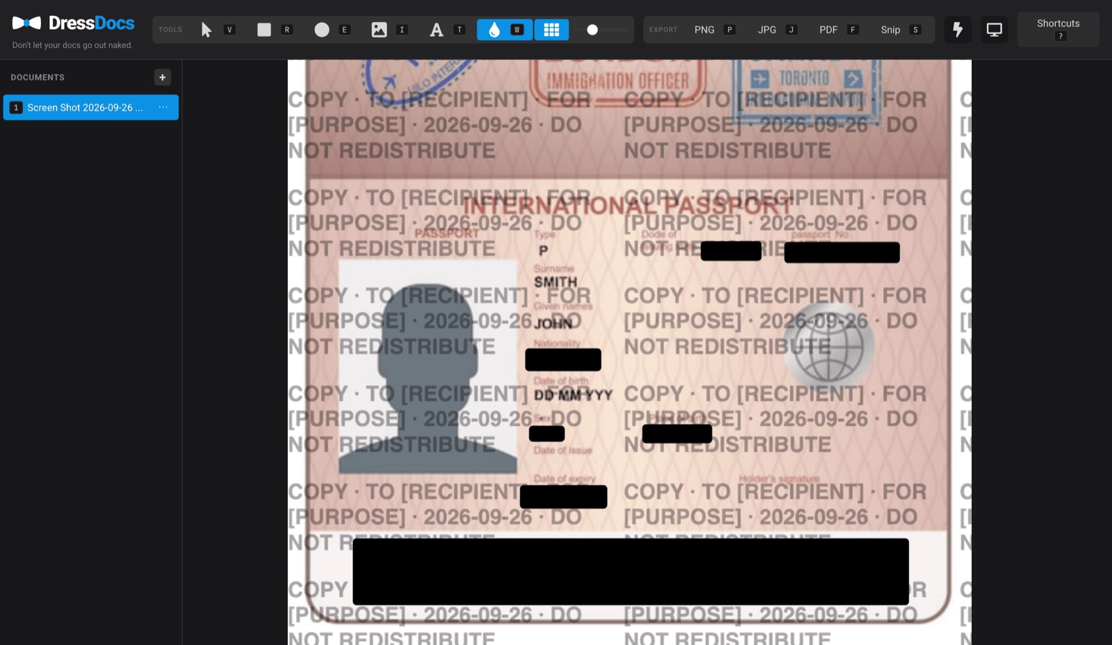 Agregando una marca de agua a un documento en Dress Docs